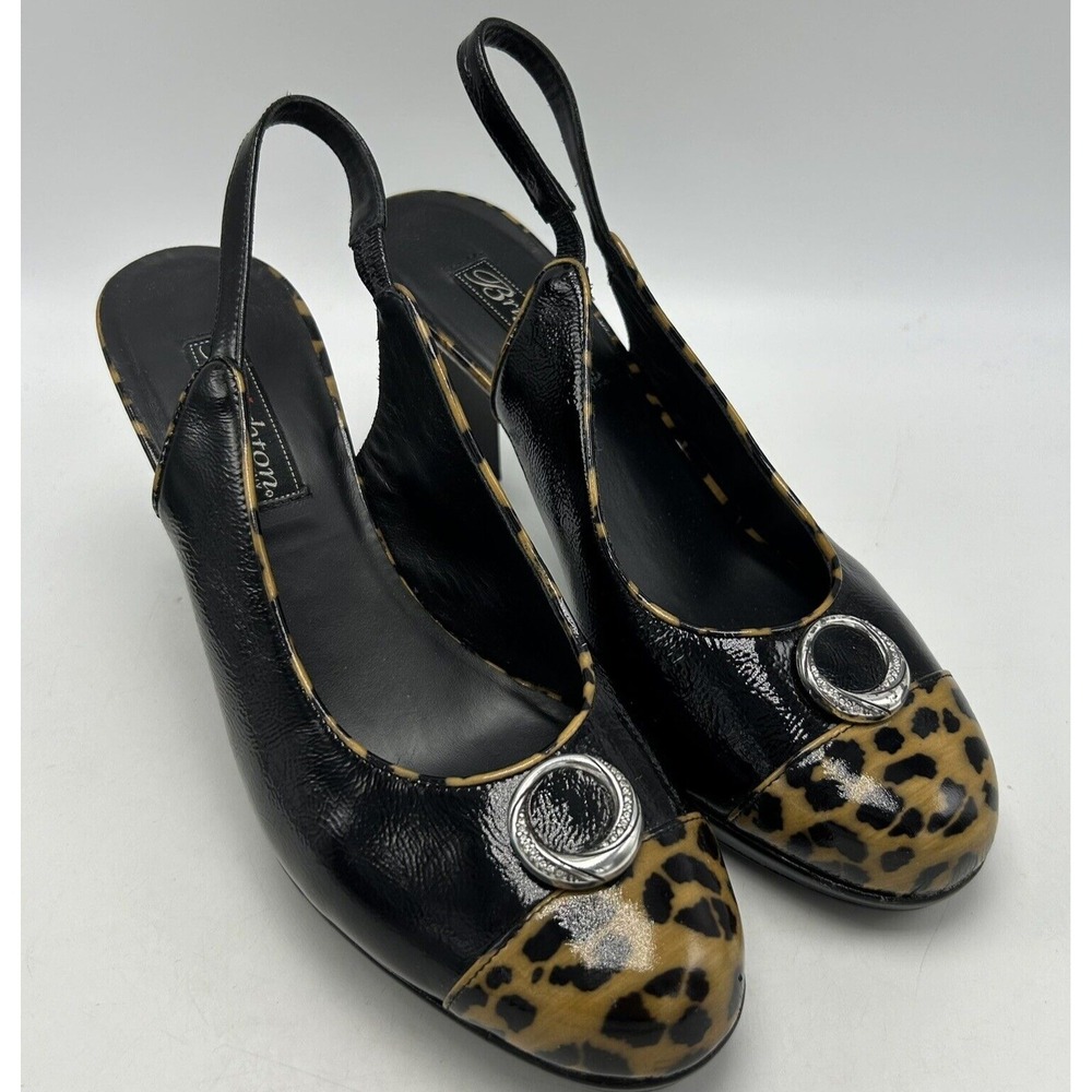 Brighton Sling Back Heels Womans 9.5 M Babs Animal Print Italy Career Office